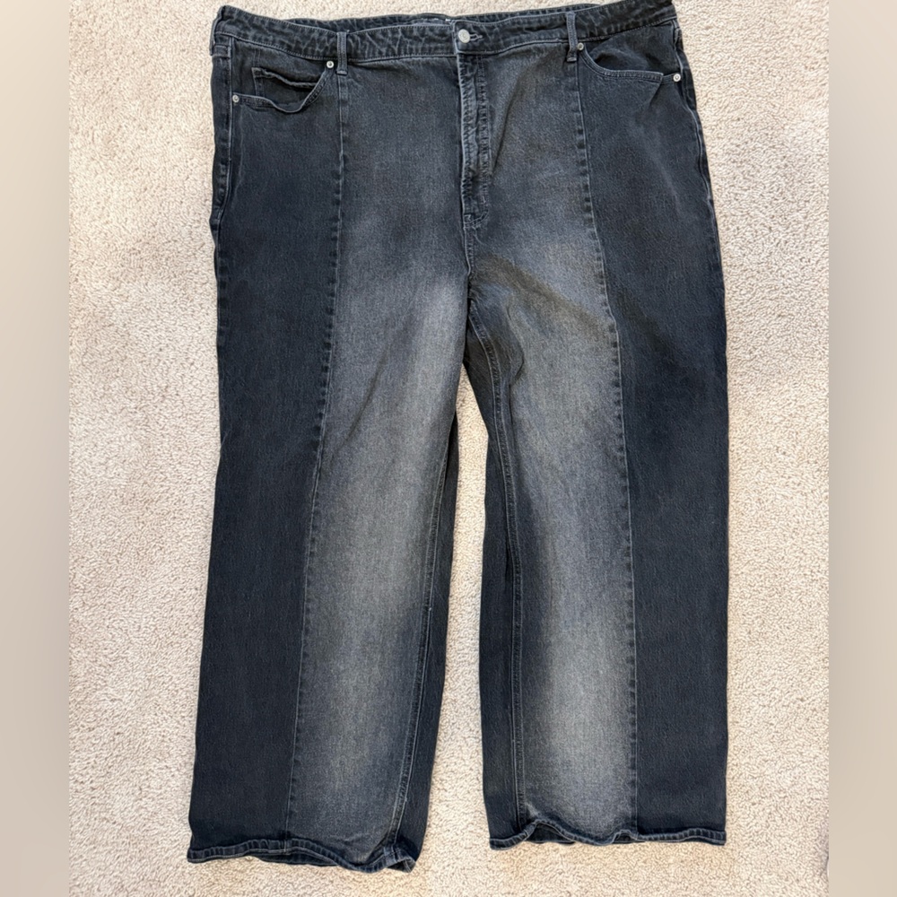 Old Navy Sky-Hi Wide Leg Two Toned Black Jeans Size 26